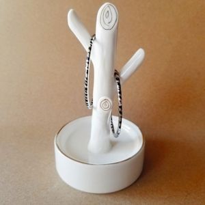 WOMENS SILVER-BLACK TONE BIG HOOP EARRINGS